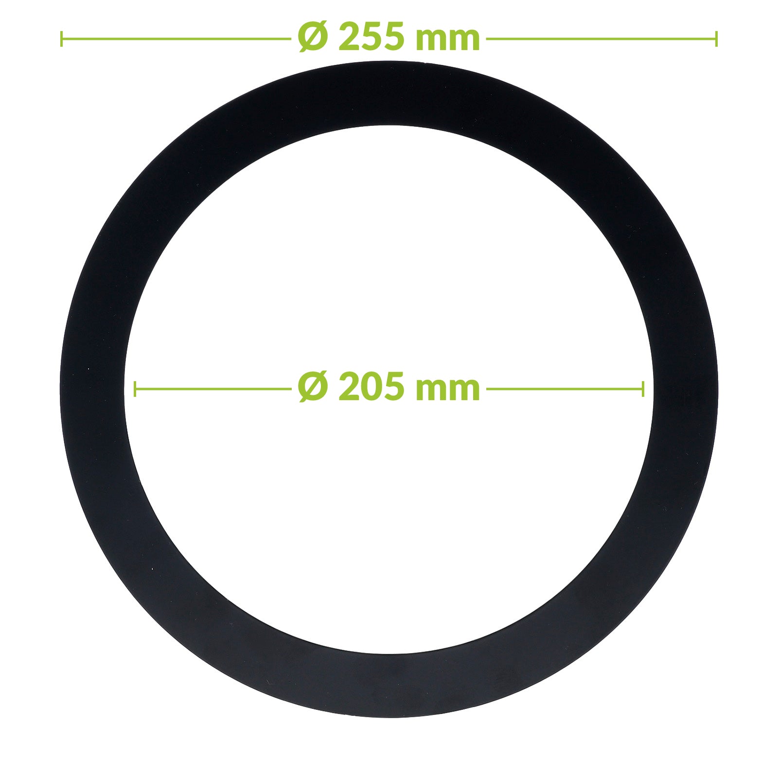 Verloopring metaal zwart Ø205-255mm